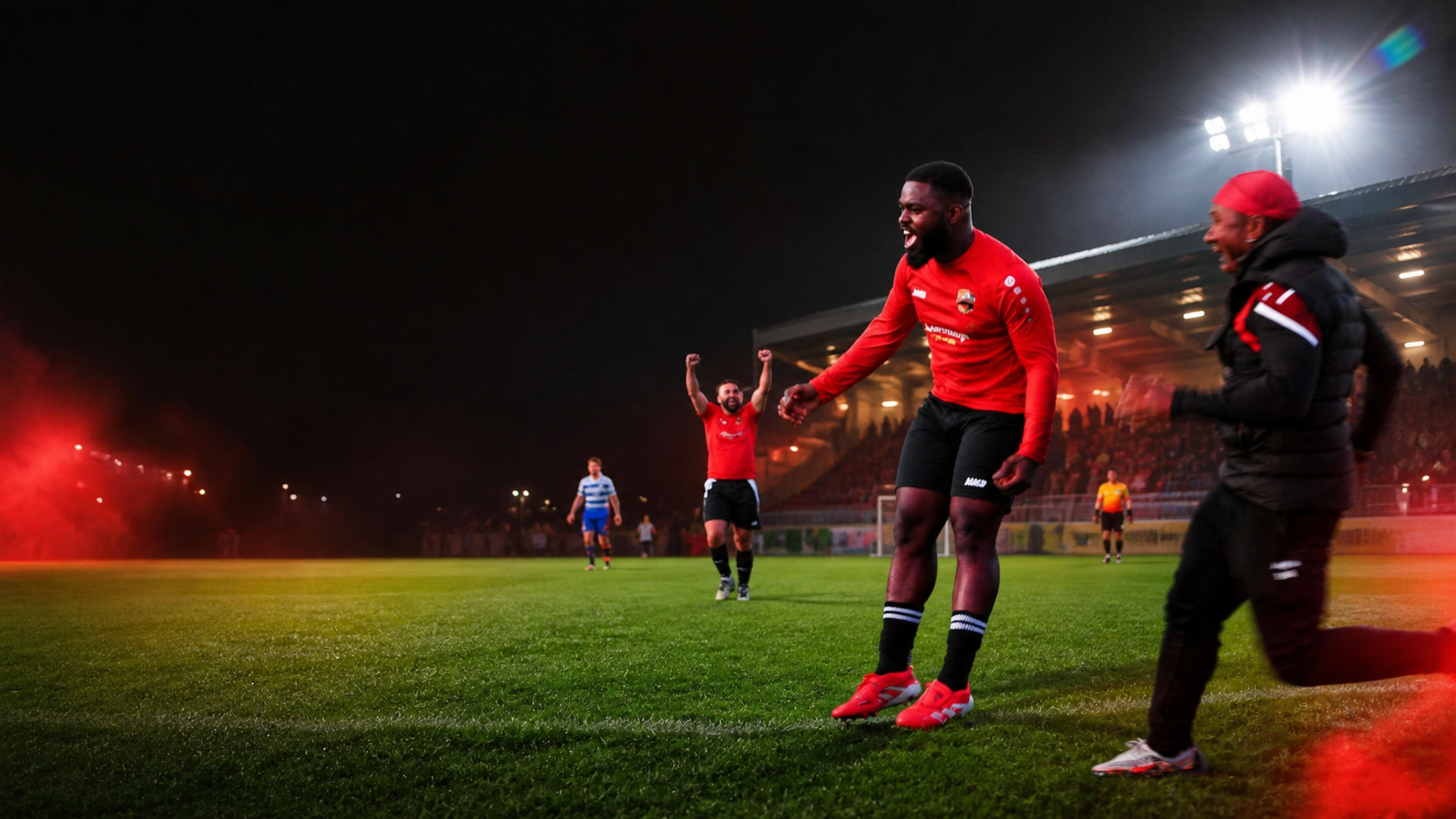 Eagles FC players under the stadium lights